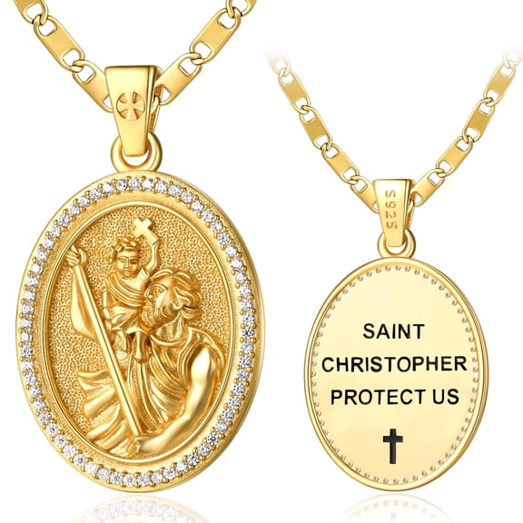TANGPOET Saint Christopher Medal Necklace Protection Necklace for Women