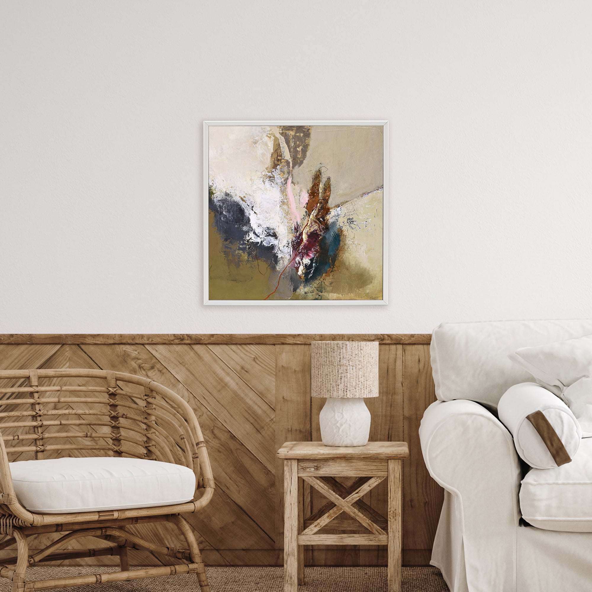 Earthy Mood Composition White Framed Giclee Art, design by Design Fabrikken