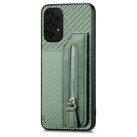 ELEHOLD Zipper Wallet Case for Samsung Galaxy A53 5G,Flip Folio Card Slots Zipper Storage Kickstand Function Magnetic Closure Full Body Shockproof Protective Case,green