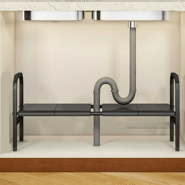 Expandable Shelf,Metal Modern Under Sink Sturdy Structure Organizer Rack Shelf Rack for Cabinet Countertop Sink