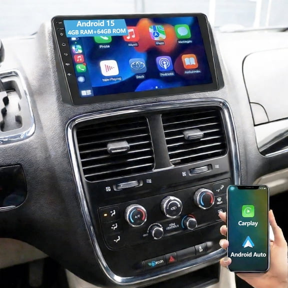 Gsuatey Android 15 Car Radio for Chrysler Town & Country 2011-2016 with Wireless Carplay Android Auto, 9" Touchscreen Bluetooth Car Stereo with Mirror Link WiFi FM RDS Backup Camera, 4 64GB