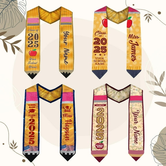 Custom Teacher Graduation Stole Class Of 2025, Teacher Stole 2025,Teacher Stole, Pencil Stole Graduation For Teachers, Sash For Teacher