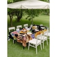 thumbnail image 3 of Outdoor Tablecloth with Umbrella Hole and Zipper, Spring Dog Rectangle Table Cloth 60x84 Inch Waterproof Tablecloth, Black Watercolor Botanical Floral Sunflower Picnic Table Cover for Patio Camping, 3 of 7