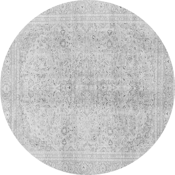 Ahgly Company Indoor Round Abstract Gray Modern Area Rugs, 7' Round