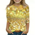 thumbnail image 2 of Graphic Tshirts Kids Children Mid Length Long Sleeve Shirt Golden Tunic Tops Plus Size Printed Shirt Kids Shirts Clearance, 2 of 5