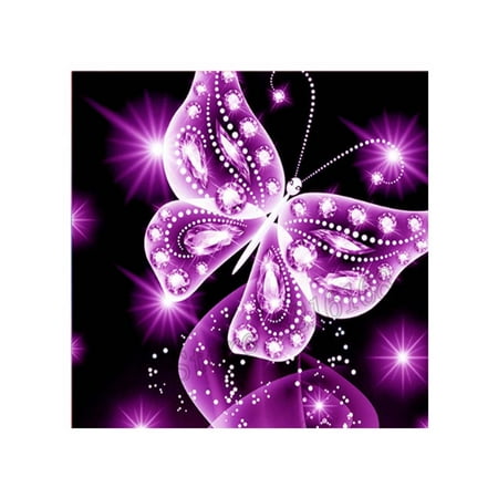 Butterfly Stitch - 5D Pink Butterfly Rhinestone Cross Stitch DIY Crystal Animal Art Needlework Home Office Embroidery Diamond Painting