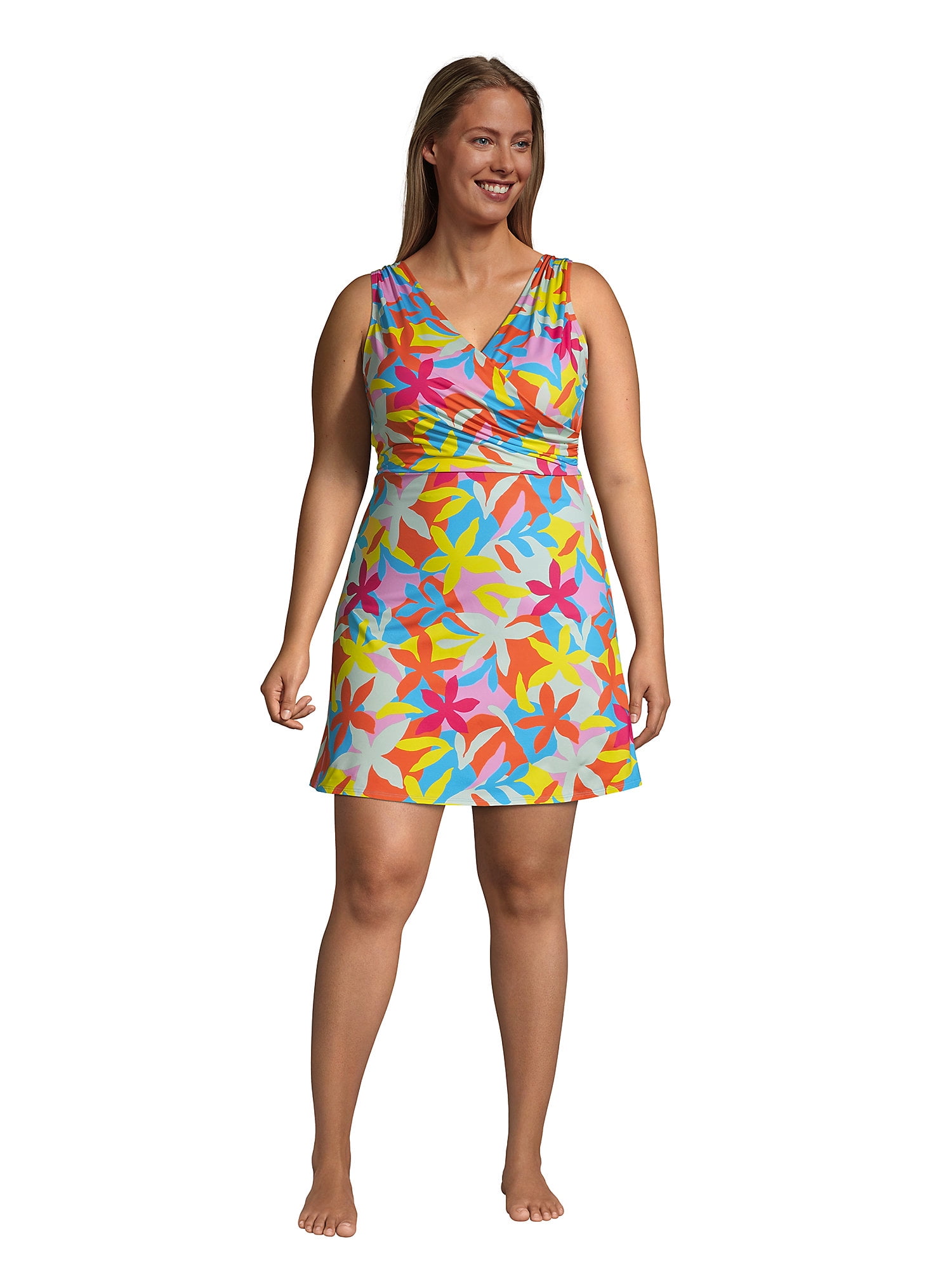 Lands' End Women's Plus Size Chlorine Resistant Tummy Control Surplice