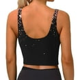 thumbnail image 4 of Picia Rose Gold Glitter1 Sports Bra for Women,Padded Strappy Sports Bras Medium Support Yoga Bra with Removable Cups,Running Yoga Bra-, 4 of 9