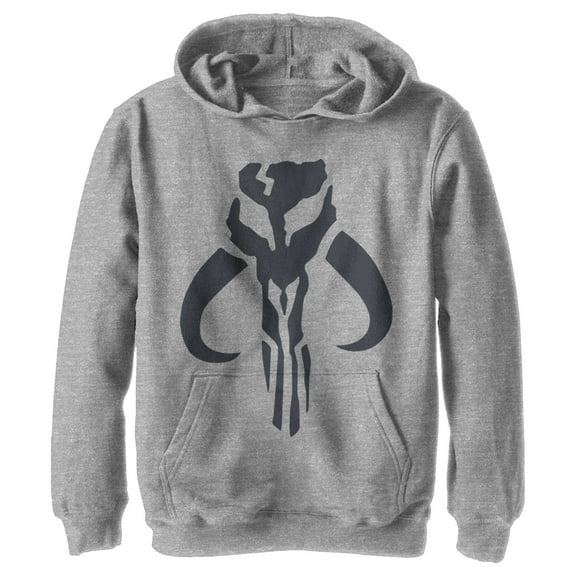 Boy's Star Wars: The Mandalorian Mythosaur Skull Logo Pull Over Hoodie Athletic Heather X Large
