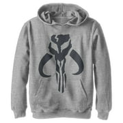 Boy's Star Wars: The Mandalorian Mythosaur Skull Logo Pull Over Hoodie Athletic Heather Small