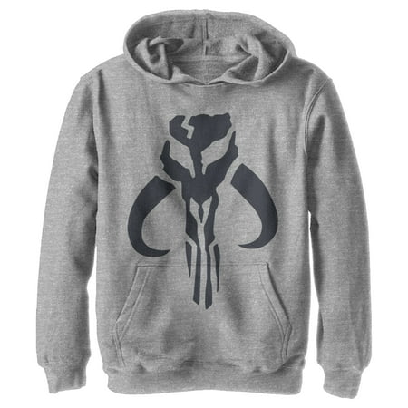 Boy's Star Wars: The Mandalorian Mythosaur Skull Logo Pull Over Hoodie Athletic Heather Small
