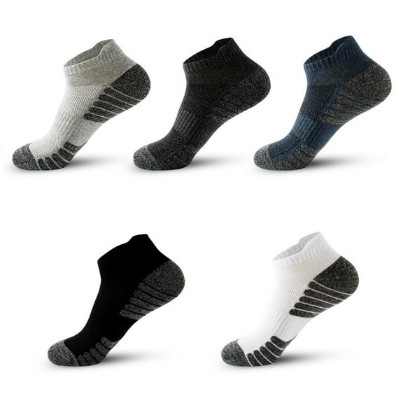 5 Pairs Ankle Running Hiking Socks Compression Support Breathable Thick Cushion No Show Socks for Women Men