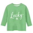 thumbnail image 3 of Blusas y camisas de manga larga y cuello redondo para niños con estampado del Día de San Patricio, manga 3/4/cuello redondo tres cuartos, parte inferior y superior para niños, parte superior de poliés, 3 of 4