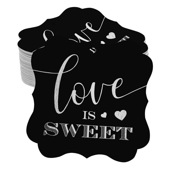 Inkdotpot Étiquette de Bouteille de Mariage Love Is Sweet en Vraie Feuille d'Argent Support de Faveur Forme Étiquettes Suspendues Lot de 50