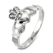 ELYA Jewelry Women's Polished Irish Claddagh Stainless Steel Ring (10mm)