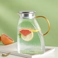 thumbnail image 1 of Hervidor de agua fría 1800ml Jarra de vidrio | Borosilicato de gran capacidad con patrón de martillos y diseño cuadrilátero | Boquilla antigoteo de precisión | Mango ergonómico para uso doméstico en, 1 of 6