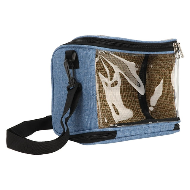 Bird Travel Backpack, Rattan Weaving Craft Bird Carrier Bag Portable With Side Pockets For Walking For Travel Grey,Blue