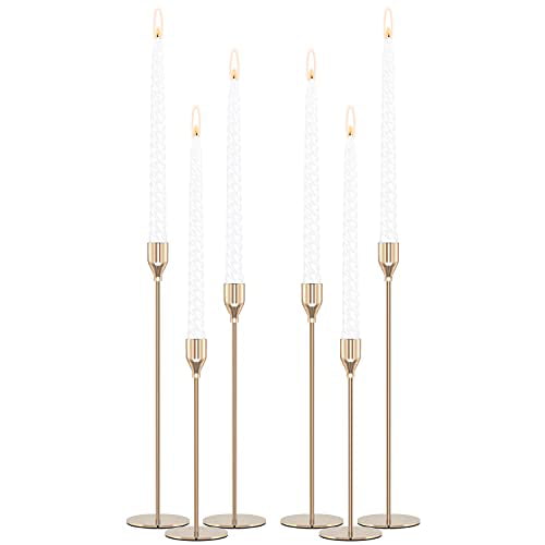 PNAVMG Gold Candlestick Holders, Set of 6 Candle Holder for Taper Candles,  Modern Decorative Candle Sticks Holder for Table, Mantel, Wedding, Dinning,  