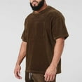 thumbnail image 2 of Men's Casual Round Neck Corduroy Short Sleeve Running Fitness T Shirt Summer Short, 2 of 7