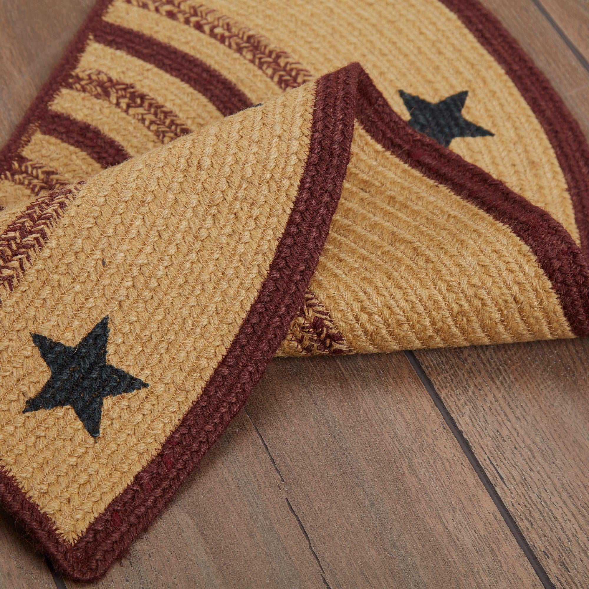 VHC Brands Potomac Jute Half Oval Braided Americana Star Rug