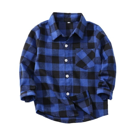 

Holiday Deals VSSSJ Toddler Baby Boys Girls Flannel Plaid Jacket Fall Winter Long Sleeve Button Down Shirt Little Kids Lapel Shacket Coats Outwear Tops with Pockets #04-Blue 3-4 Years
