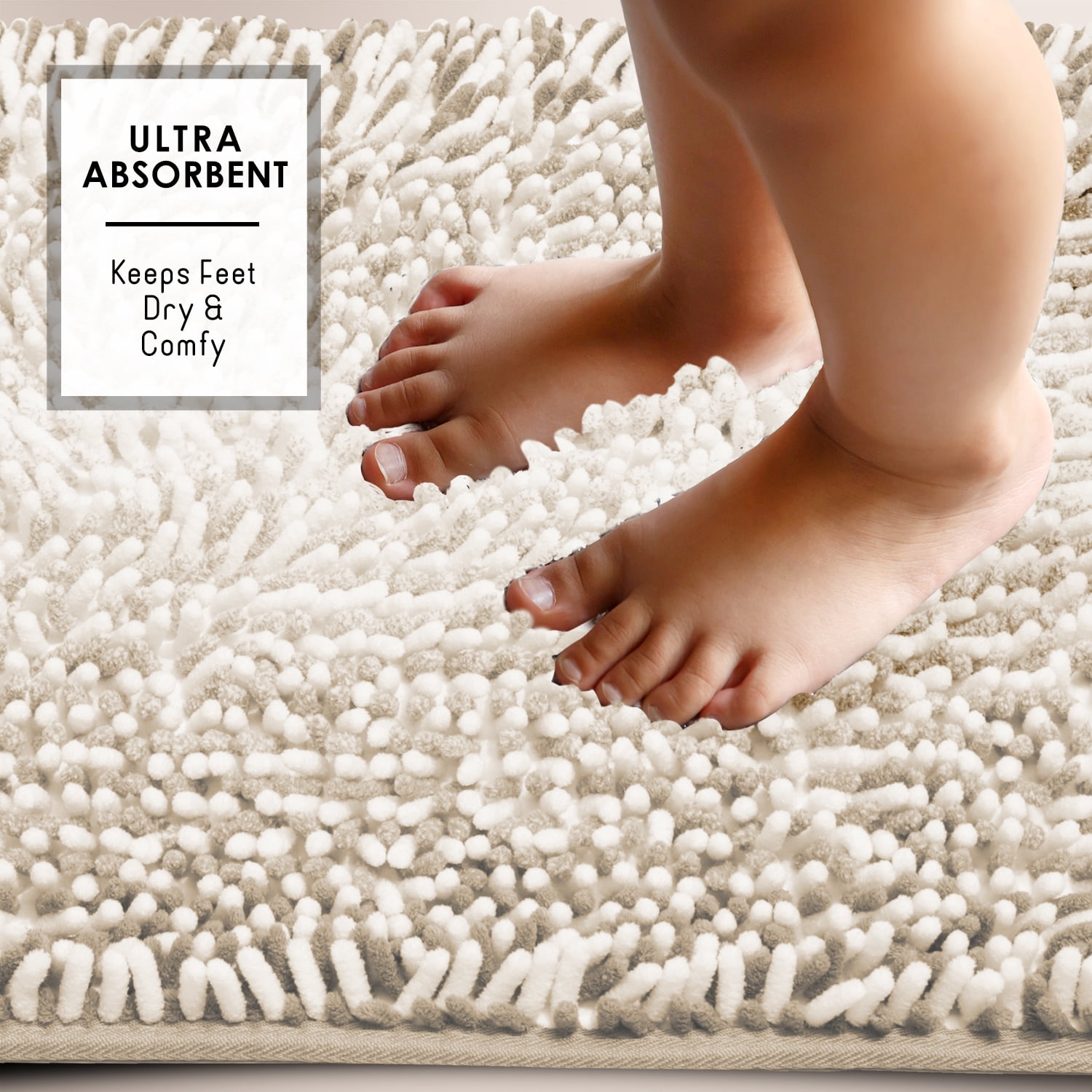 Lammaloe Chenille Bathroom Rugs Non Slip Bath Mat, 24×36 Ultra Absorbent, Bath Mats for Bathroom, Rose