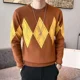 thumbnail image 5 of Suéteres de punto para hombres, pulóveres a cuadros, ropa para hombre, rombos, cuello redondo, sudaderas verdes, sudaderas gruesas de invierno holgadas zhoumingquan, 5 of 5