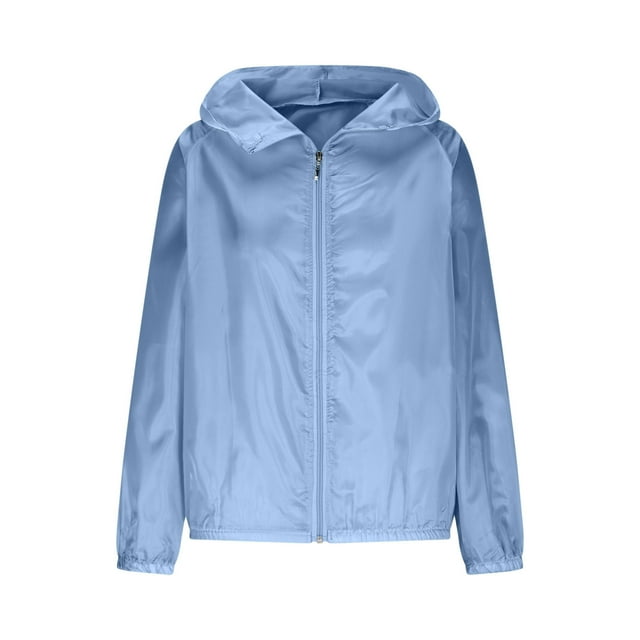 Ohufall Vestes de Protection Solaire Décontractées pour Femmes, Veste de Protection Solaire à Manches Longues pour l'Entraînement, UPF 50+, Veste à Capuche de Course, Manteau de Pluie pour Femme