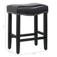 thumbnail image 2 of Costaelm Bulmon 24" Upholstered Counter Stools with Nail Head Trim (Set of 2), Black/Leather, 2 of 8