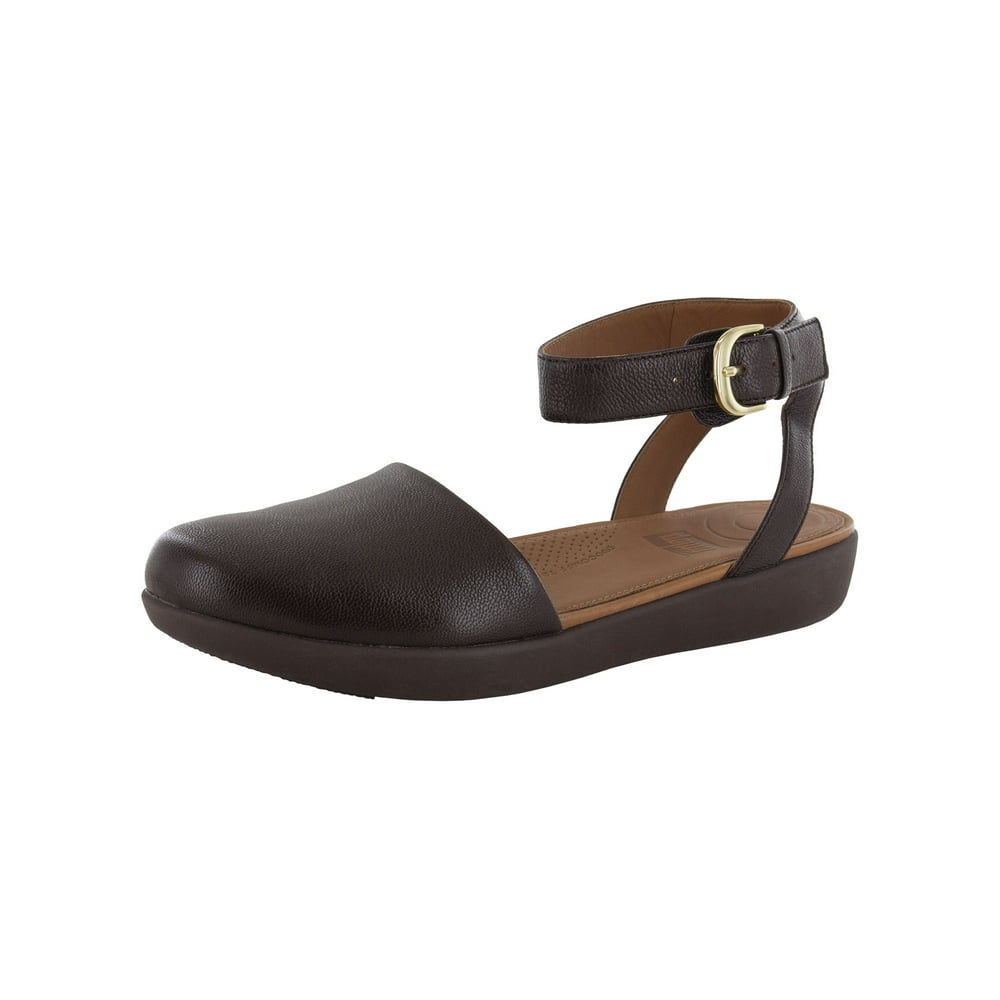 FitFlop Fitflop Womens Cova Closed Toe Leather Sandal Shoes, Espresso