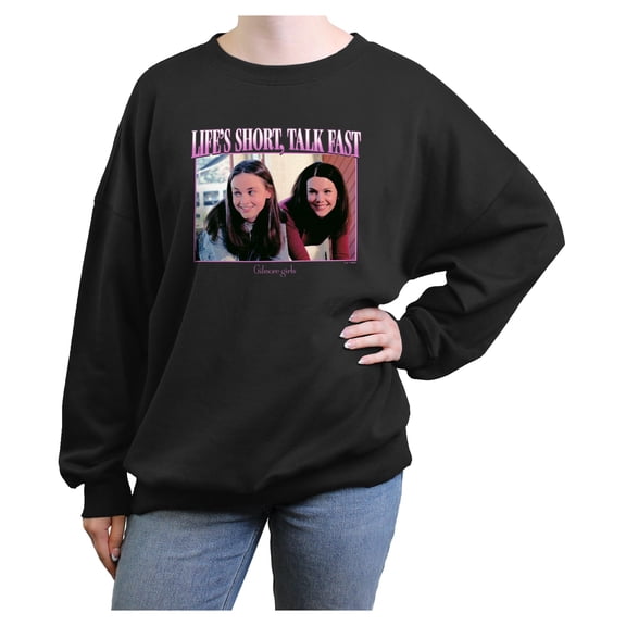 Juniors Gilmore Girls Life's Short Talk Fast Logo Sweatshirt