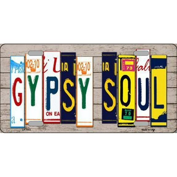 Gypsy Soul Simulated Wood Cut Novelty Metal License Plate