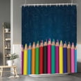 thumbnail image 3 of Coloured Pen Shower Curtains Back to School Classroom Kindergarten Education Pre School Decorative Shower Curtains Hooks Waterproof Polyester for Kids Bathroom Home Bath Decor 72x84 Inches, 3 of 6