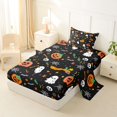 thumbnail image 2 of Feelyou Halloween Ghost Pumpkin Twin Sheets, Spooky Bat Skull Bedding, Black, 3-Piece, 1 Flat Sheet, 1 Fitted Sheet and 1 Pillowcase, 2 of 5