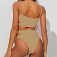 thumbnail image 4 of Sngxgn Women Swimsuit Bikini Set High Waisted Drawstring Two Piece Bathing Suit(Beige,XS), 4 of 5