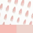 thumbnail image 4 of FSTDelivery Nude French Tip Press on Nails,Long Almond Fake Nails with Transparent Swirl Lines Designs 3D,Glossy Full Cover Glue on Nails Cute Artificial Stick on Nails for Women Girls Holiday 24pcs, 4 of 6