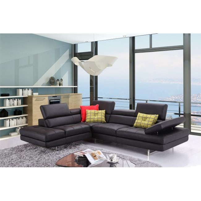 Jandm Furniture Italian Leather Sectional Slate Left Hand Facing