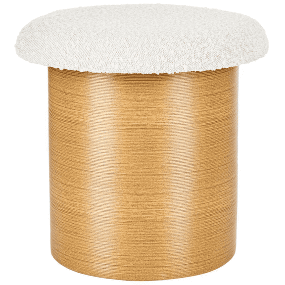 Aria Home 16" Boucle Round Stool with Storage, MDF & Fabric Footrest Ottoman, Brown