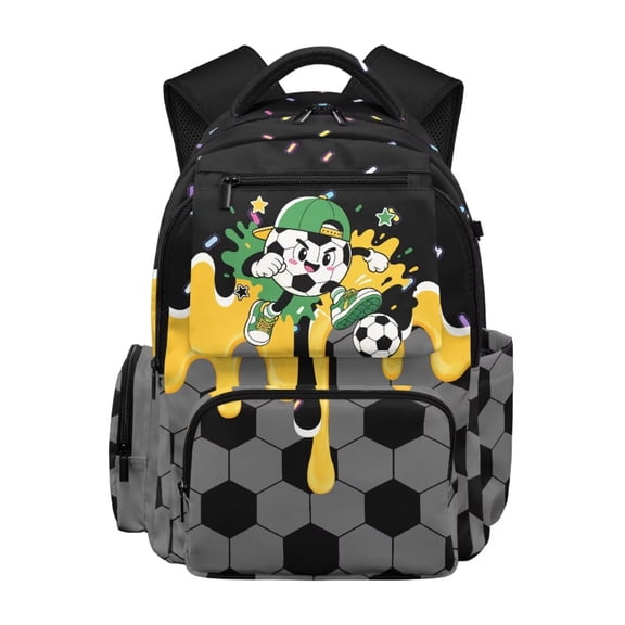Uourmeti Soccer Backpack for Boys 8-12 Elementary School Bookbag Large Capacity Kids Schoolbag Casual Daypack 17 Inch Rucksack with Front Pocket