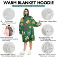 thumbnail image 5 of Wearable Oversized Blanket,Green Christmas Santa and Snowman Pattern Wearable Blanket Hoodie for Adults,Cozy Hooded Blankets with Super Pockets,Super Warm Fuzzy Pullover for Women & Men, 5 of 6