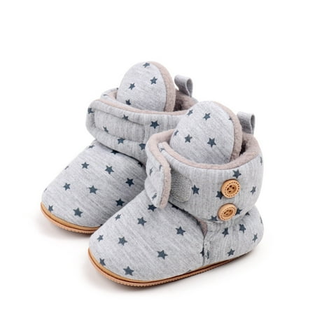 Mildsown Newborn Baby Winter Boots Star Print Warm Cute Flats Walking Shoes