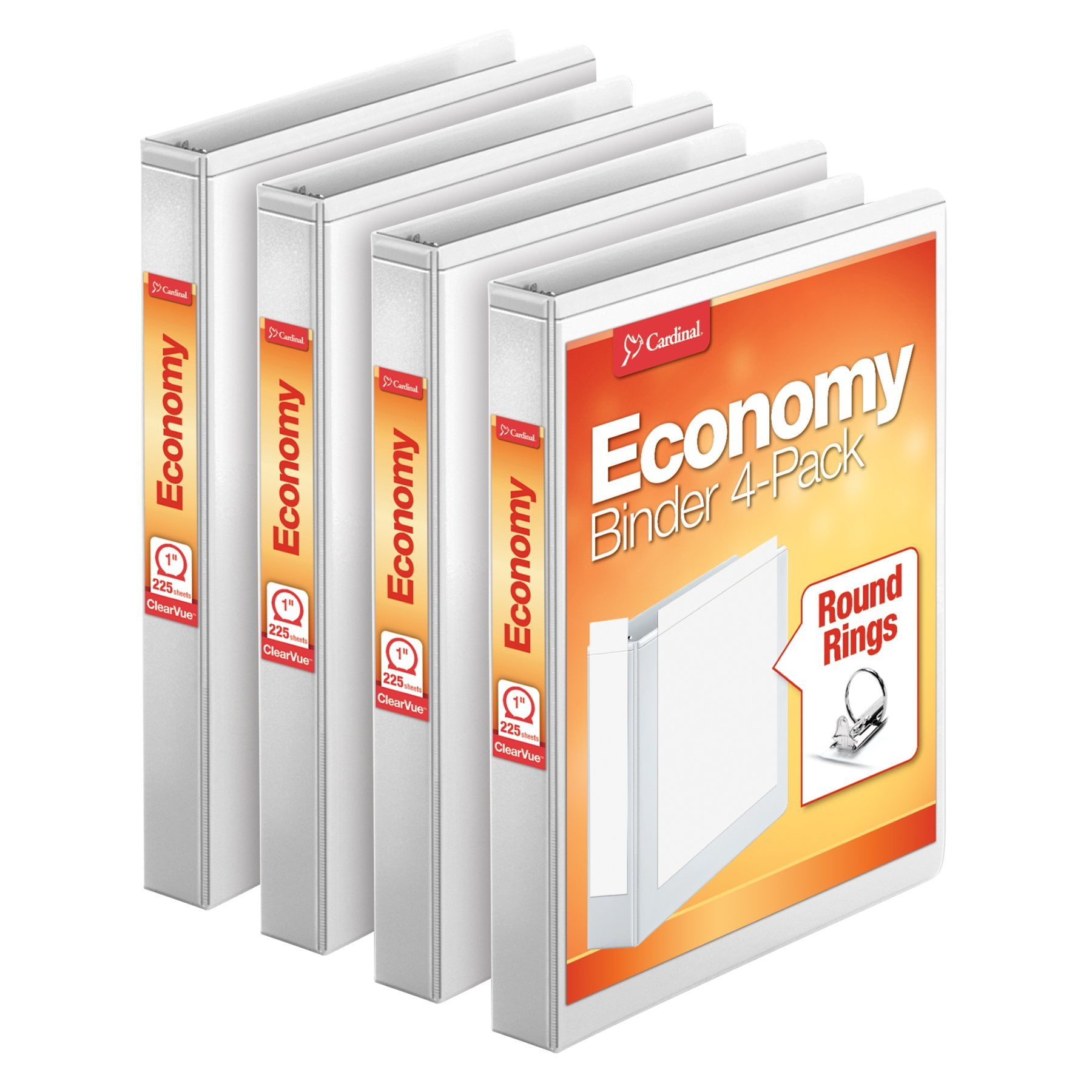 29400 4 Pack Cardinal 1.5 Inch 3 Ring Binder White D Ring Holds 375 Sheets 
