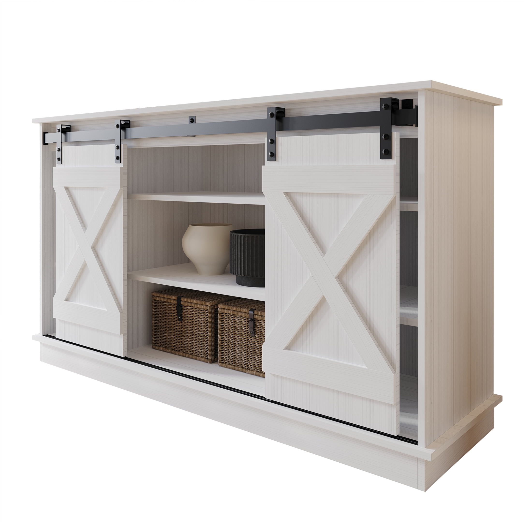 Castle Place Vintage 54" TV Stand Console for TVs up to 65", White