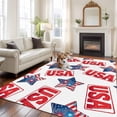 thumbnail image 3 of Independence Day Star Washable Living Room Rugs 5'x8', Patriotic USA Flag Red Blue Star Fireworks Low Pile Throw Large Area Rug Non-Slip Sturdy Edge Binding Carpet for Living Room Kitchen Office, 3 of 9