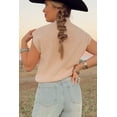 thumbnail image 2 of Women's Oatmeal HOWDY Rodeo Cowboy Graphic High Neck Short Sleeve Sweater - [ZhiHiMeRi] | (US 12-14)L, 2 of 12
