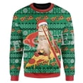 thumbnail image 4 of Suéter feo de punto divertido de Navidad de algodón con diseño de Papá Noel para mascotas, suéter informal vintage de invierno estilo Harajuku, jersey retro de manga larga con estampado 3D, 4 of 5
