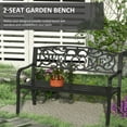 thumbnail image 4 of 50" Outdoor Metal Bench, Spacious Patio Bench for Backyard, Garden, or Porch Black Color, 4 of 9