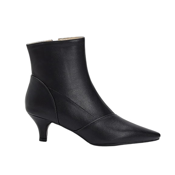 Fashion Womens Kitten Heels Ankle Boots S`exy Pointy Toe Booties Mid Heels Zipper Work Party Dress Shoes