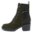 thumbnail image 3 of YDN Women's Closed Round Toe Lace Up Combat Booties Chunky Block Low Heel Ankle Boots Winter Date Party Shoes Size 5 Dark Green, 3 of 4