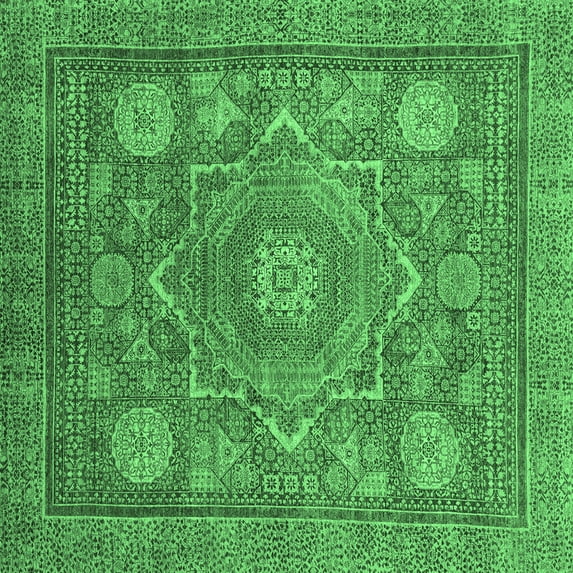 Ahgly Company Indoor Square Abstract Emerald Green Modern Area Rugs, 6' Square